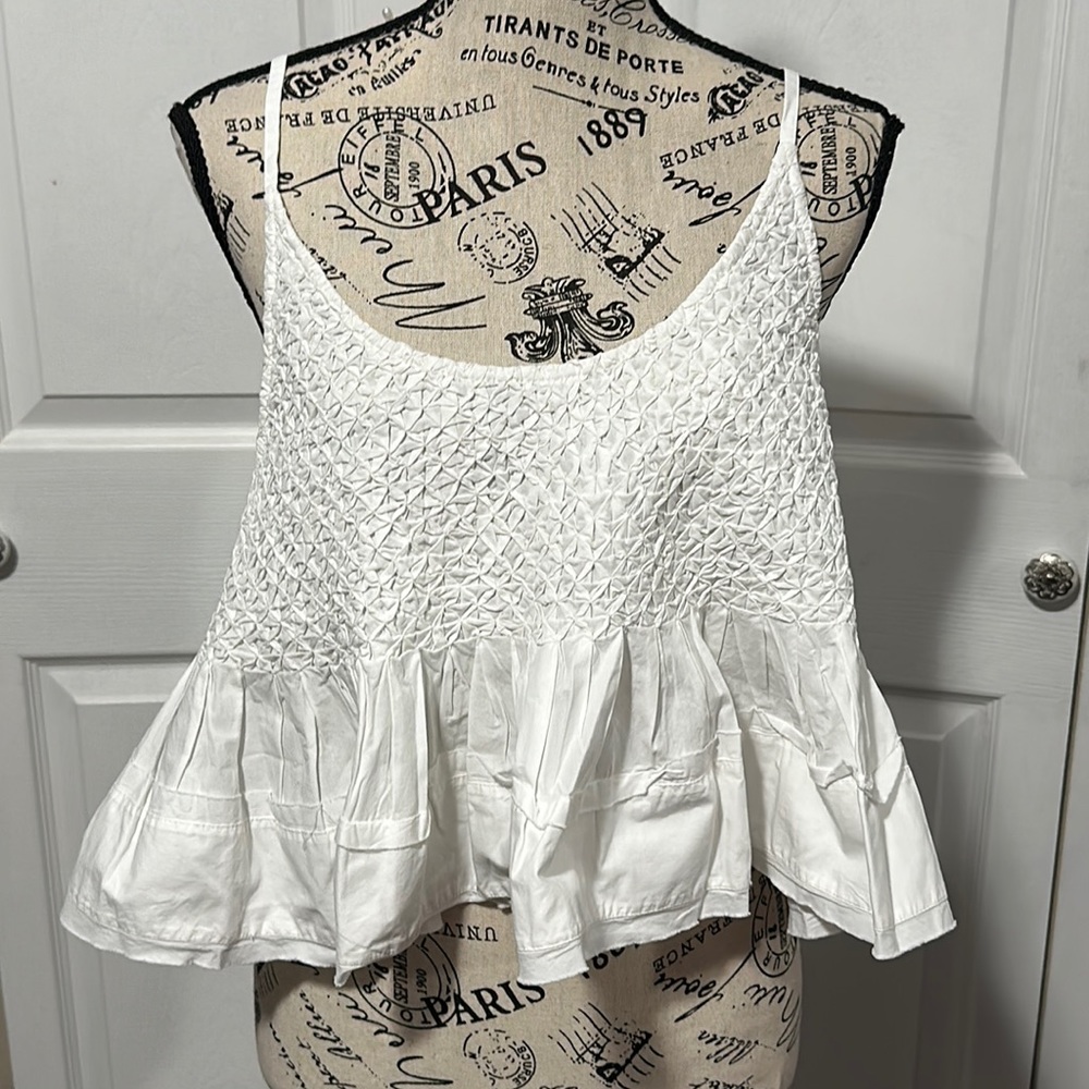 Anthropologie Ruffled Tie Back Crop Top